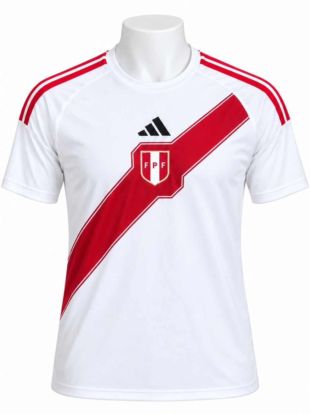adidas White & Red Diagonal FPF Soccer Jersey